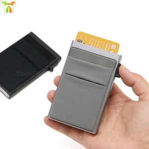 Minimalist Slim Metal <b>Wallet</b> with Button Closure RFID Blocking Lycra Pocket <b>for</b> ID <b>Card</b> and Money Credit <b>Card</b> <b>Holder</b> - Product Image 3
