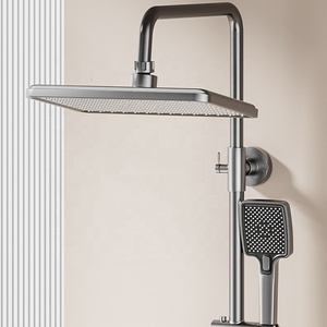 Ensemble <span class=keywords><strong>de</strong></span> <span class=keywords><strong>douche</strong></span> cascade et pluie <span class=keywords><strong>thermostatique</strong></span> à affichage numérique LED gris anthracite, style moderne et luxueux, avec touches piano, pour salle <span class=keywords><strong>de</strong></span> bain <span class=keywords><strong>d</strong></span>'hôtel - Product Image 5