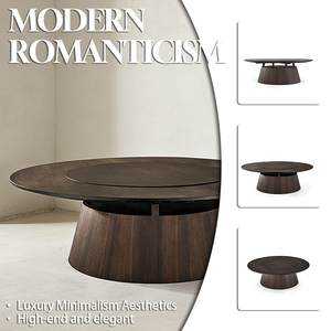 Mesa de Comedor Redonda de Madera Sólida Giratoria de 2.2m con Plato <span class=keywords><strong>Giratorio</strong></span>, Diseño Minimalista Moderno para el Hogar - Product Image 2