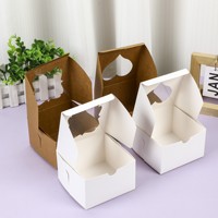 Boîtes à gâteaux Kraft Bakery 4X4X4 "Emballage de pâtisserie et dessert pour gâteaux, tartes, beignets et macarons