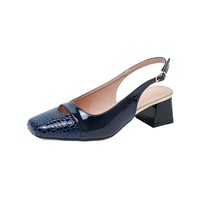 Sandales à talons hauts pour femmes, style européen et américain, à bout ouvert, en cuir synthétique, à bout carré, talon épais, fermeture à boucle
