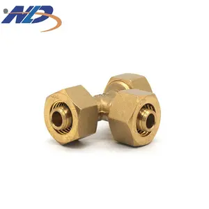 Nailida 15*15 22*22 Airpert Conditioner System Compression NPT BSPP Brass Hose Fittings 3Way Straight Coupling