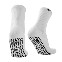 Chaussettes de sport pour hommes avec logo personnalisé, blanches, élégantes, pour athlètes, antidérapantes, respirantes, pour jeunes, chaussettes de football antidérapantes