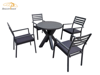Ensemble de mobilier de jardin table de salle à manger ronde en aluminium table ovale de salle à manger d'extérieur extensible noire avec rallonge