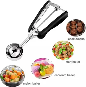 3pcs Stainless Steel Ice Cream Cookie Scoop With Anti-Freeze Handle