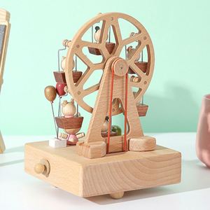 OEM Wholesale Round Christmas <b>Train</b> Carousel Ballerina Custom <b>Wooden</b> Music Box for Girls Gifts - Product Image 1