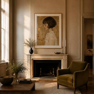 Peinture à l'huile sur toile personnalisée style <span class=keywords><strong>Klimt</strong></span>, portrait <span class=keywords><strong>de</strong></span> fille, cadre doré, peinte à la main, décoration murale, <span class=keywords><strong>reproduction</strong></span> - Product Image 4