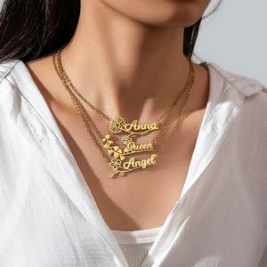 Dropshipping Bijoux fantaisie Plaqué or 18 carats Collier avec nom personnalisé Fleur du mois de naissance Colliers personnalisés - Product Image 2