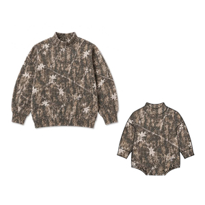 Précommande : Ensemble de vêtements pour bébés garçons, sweat-shirt à col montant et barboteuse bulle, motif camouflage décontracté automne, en coton et élasthanne - Product Image 2