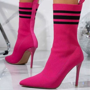 Nouvelles Bottines Élastiques Automne 2025 à Bout Pointu et Talon Aiguille, Chaussures Femme Tendance à Talon Haut Fin, Rehaussantes en Maille - Product Image 5