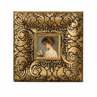 Cadre photo doré orné personnalisé, fabriqué à la main, style baroque exquis, cadre photo numérique mural avec couvercle en verre
