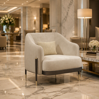 Fauteuil d'appoint confortable en cuir PU, style moderne personnalisé, pour salon de villa, chambre à coucher, ou comme canapé simple.