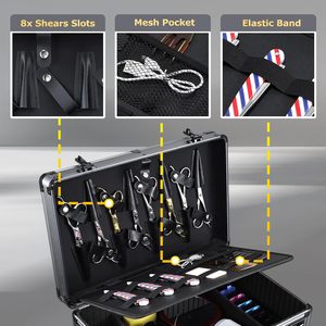 Large Barber Tool Case with Combo <b>Locks</b> Detachable Trays for Clippers Trimmers & Shears Professional Barber <b>Suitcase</b> Briefcase - Product Image 4
