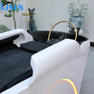 Fauteuil de lavage moderne Kisen avec lit de massage, repose-pieds réglable, structure en plastique, bac en fibre de verre, mobilier de salon pour usage commercial - Product Image 3