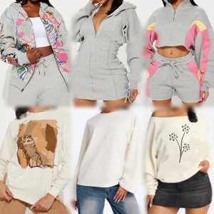 Lots en gros de sweats à capuche pour femmes, lots mixtes, surplus de stock, styles et couleurs aléatoires, vêtements décontractés - Product Image 1