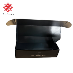 Baoren Matte Black Mailer <b>Boxes</b> Aluminum Foil Insulation Inside Packaging <b>Boxes</b> with Your LOGO Food Grade Corrugated Mailer Box - Product Image 3