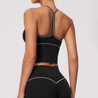 Camiseta de Yoga con Cuello en V Personalizada, Transpirable, Sensación de Segunda Piel, Ropa Deportiva Informal, Diseño de Bloques de Color, Secado Rápido, para Correr, Entrenamiento, Deportes, Fitness