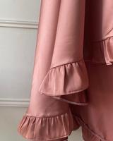 Robe de Ramadan à Couleur Unie, Abaya Imprimée Personnalisée à Volants, Ensemble de Prière Musulman, Sac Télécoung, Robes de Prière