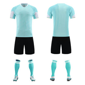 定制成人和儿童足球球衣套装自动切割透气足球裁判制服和印有标志的短裤 - Product Image 2