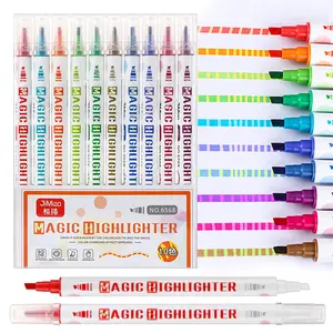 Double Headed Magic Highlighter Pens Erasable Color Changing Fluorescent Marker Pen