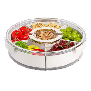 Plateau de service en plastique grande taille, compartiments divisés, avec couvercle et poignée, pour épices et aliments, idéal pour la cuisine - Vente chaude - Product Image 2