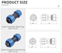 Connecteur étanche SP17 en plastique mâle-femelle, prise de câble d'alimentation 15A, adaptateur de signal pour montage sur panneau électrique, prise 2 3 4 5 7 9 broches