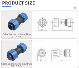 Промышленный авиационный разъем SP17, круглый, винтовой, угловой, штекер-розетка, водонепроницаемый, для светодиодных светильников, наружного применения, 2, 3, 4, 5, 7, 9 контактов - Product Image 3