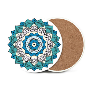 Dessous de verre ronds en céramique <span class=keywords><strong>Mandala</strong></span>, 5 pièces, sous-verre personnalisé, pour boisson de chien, ensemble de support, dessous de verre blancs en céramique - Product Image 3