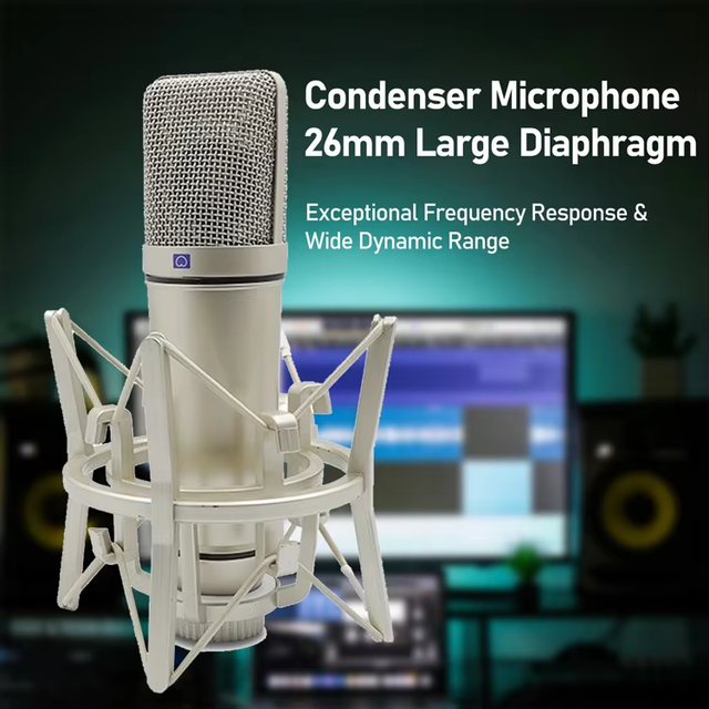 Podcast Recording XLR Condenser Microphone for Studio Mic Podcasting Music 48V Large Diaphragm Record Streaming U87 microphone