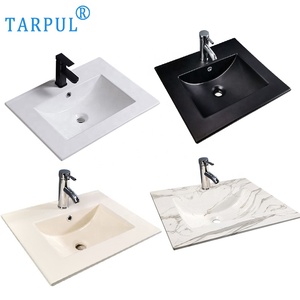 TARPUL Fabrik Rechteckiges Waschbecken in 11 Größen, Keramikwaschbecken für das Badezimmer, Waschbecken für kleines Bad, Keramik-Badezimmerwaschtisch - Product Image 1
