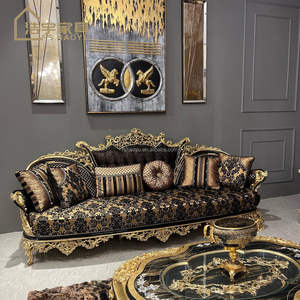 Rococo Sofa Eropa berumbai emas antik daftar baru sofa ruang tamu kain pelapis desain Italia foshan Italia - Product Image 4