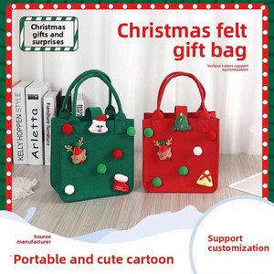 Sacs cadeaux de Noël <span class=keywords><strong>en</strong></span> feutre réutilisables, écologiques, de haute qualité, personnalisés, rouge et vert, avec poignées, pour les fêtes de fin d'année - Product Image 2