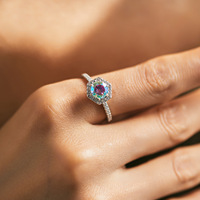 Bijoux de mode de haute qualité, bagues de fiançailles colorées, argent sterling S925, zircone 5A, collection d'anneaux hypoallergéniques