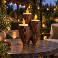 Porte-bougie triple en bois imprimé en 3D avec des bougies LED pour la décoration de la maison, du jardin et de la table
