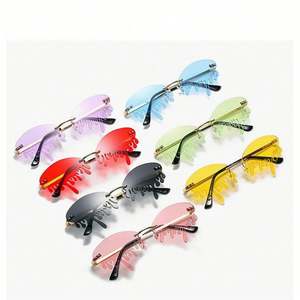 Nouveautés 2020, lunettes de soleil steampunk uniques pour hommes et femmes, sans monture, UV400, lunettes de soleil colorées en forme de larme - Product Image 5