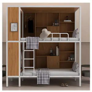 Factory price Metal Double Bunk Bed for Adults school steel bunk bed cheap hostel double bed dormitory project supplier
