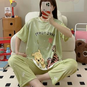 Ensemble de Pyjama Deux Pièces pour <span class=keywords><strong>Femme</strong></span>, Pantalon Court à Manches Courtes, Col Rond, Style Coréen, Dessin Animé d'Été, Vêtements de Nuit et d'Intérieur Économiques - Product Image 5