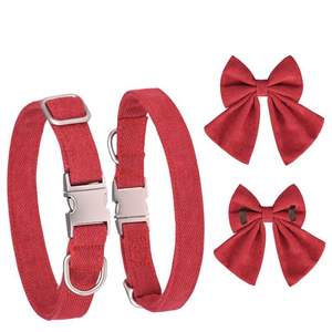 Collar desmontable para mascotas con pajarita, collar para perro de algodón puro antipérdida con correa para perro antitirones - Product Image 2