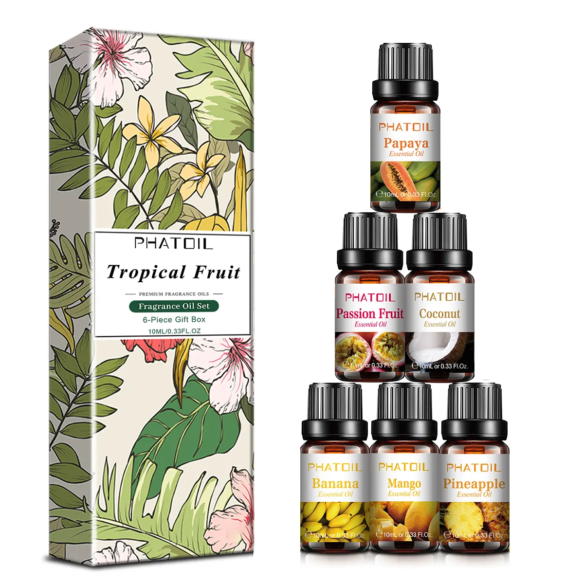100% óleo essencial de perfume para o corpo, óleo de massagem corporal refrescante para as mulheres, frutas tropicais, conjunto de óleos essenciais