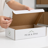 Caja de Envío de Cartón Corrugado con Cierre Automático Personalizada, Impresión de Logotipo, Sin Cinta Adhesiva, Embalaje para Comercio Electrónico para Pequeñas Empresas, MOQ 200