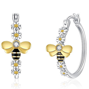 Orecchini a Cerchio a Forma di Ape per Donne, Stile Naturale Carino, Accessori per Orecchie da Indossare Ogni Giorno - Product Image 3