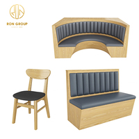 Bancs de stand en chêne restauration rapide canapé carré café café commercial meubles de restaurant en bois table et chaise ensemble de sièges de stand