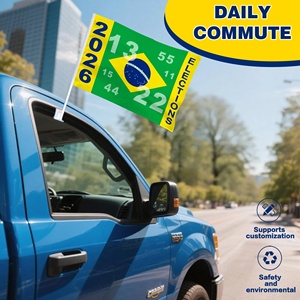Drapeau national du Brésil à clipser sur vitre de voiture, 30x45cm (12x18 pouces), avec mât en plastique, pour les élections du 22/<span class=keywords><strong>13</strong></span> et les événements sportifs (football) - Vente en gros - Product Image 5