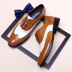 Nouvelles chaussures pour hommes en cuir de vachette noir et blanc à bout pointu et ouvert - Chaussures habillées à lanières pour hommes, style affaires - Product Image 1