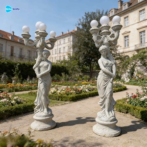 Lampada Decorativa da <span class=keywords><strong>Giardino</strong></span> con Scultura di Bella Donna in Marmo Naturale a Grandezza Naturale - Product Image 6