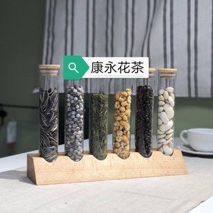 ขวดแก้วใส่หลอดทดลองขนาด 10 มล. สำหรับชาสมุนไพร ขนมหวาน พร้อมชั้นวางโชว์ฐานไม้ - Product Image 1