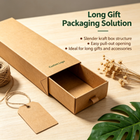Boîte kraft longue sur mesure, acceptant les commandes d'échantillons, boîte coulissante recyclable pour emballage cadeau d'objets longs