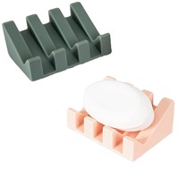 Porte-savon en silicone multi-creux en forme de piano à 4 fentes, incliné, auto-drainant, effet cascade, antidérapant pour douche et évier