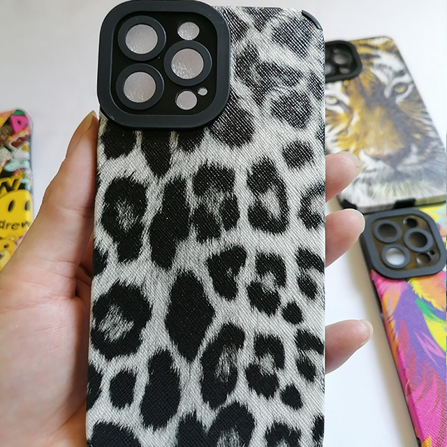 Customized Soft PU Leather Leopard Cheetah Animal Printable Phone Cover