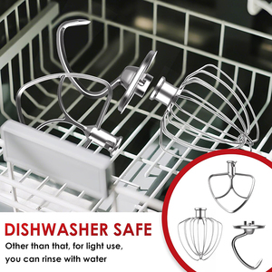 Kit de Accesorios de Acero Inoxidable de 3 Piezas para Batidoras <span class=keywords><strong>KitchenAid</strong></span> de Cabezal Inclinable de 4.5-5QT, Incluye Batidor de Varillas, Batidor Plano y Gancho Amasador, Apto para Lavavajillas - Product Image 5